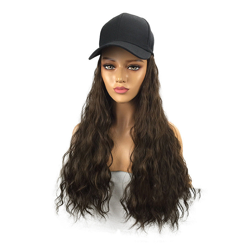 Wig Ladies Wig  Integrated Hat Corn Perm