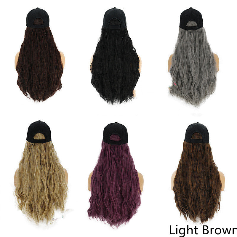 Wig Ladies Wig  Integrated Hat Corn Perm