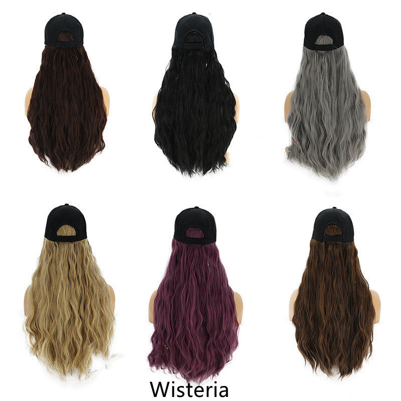 Wig Ladies Wig  Integrated Hat Corn Perm