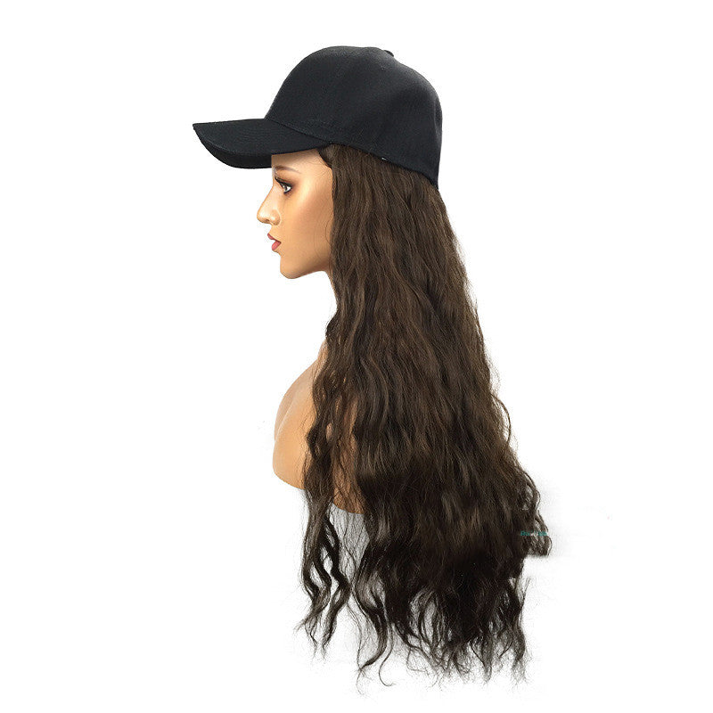 Wig Ladies Wig  Integrated Hat Corn Perm