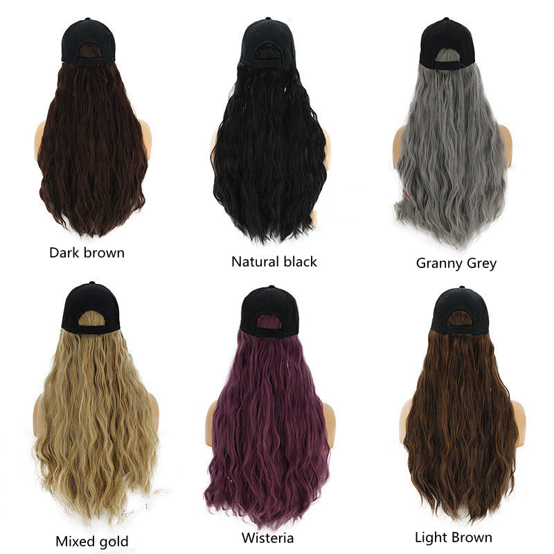 Wig Ladies Wig  Integrated Hat Corn Perm