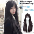Black Long Straight Wig Female Bangs Wig Head Cover