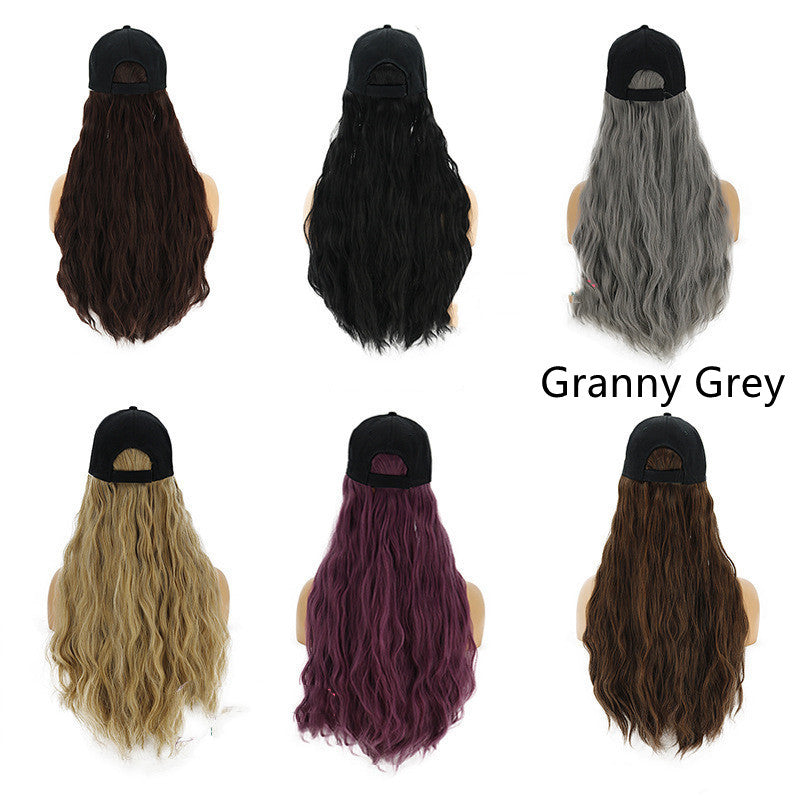 Wig Ladies Wig  Integrated Hat Corn Perm