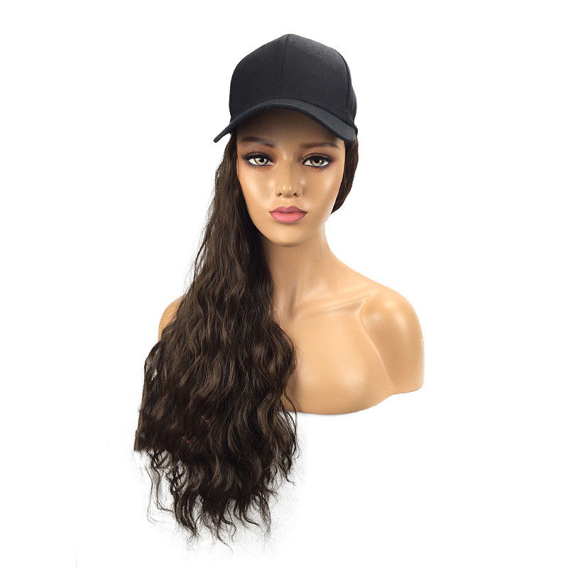 Wig Ladies Wig  Integrated Hat Corn Perm