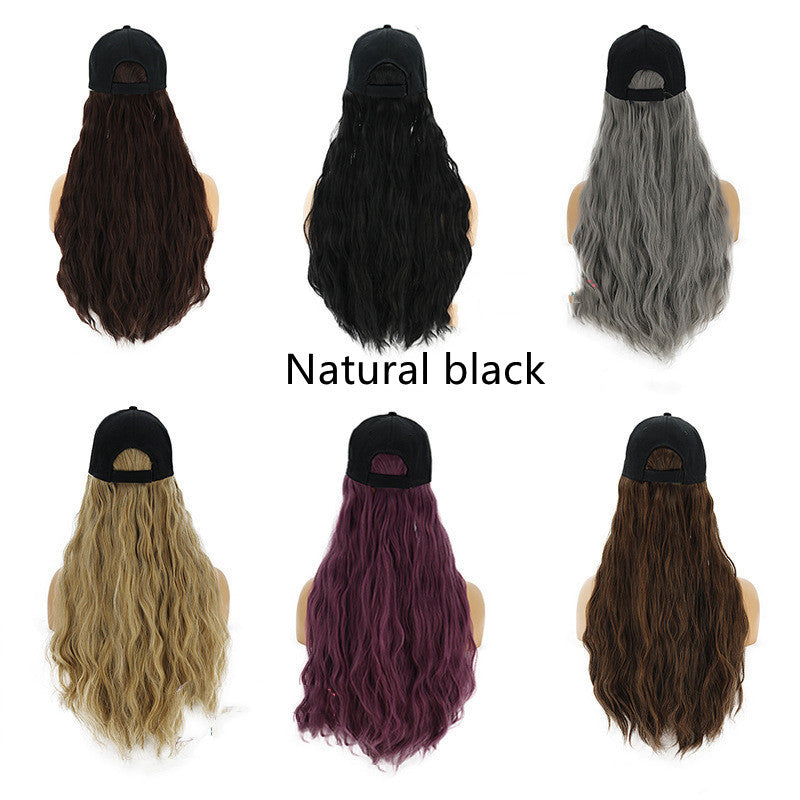 Wig Ladies Wig  Integrated Hat Corn Perm