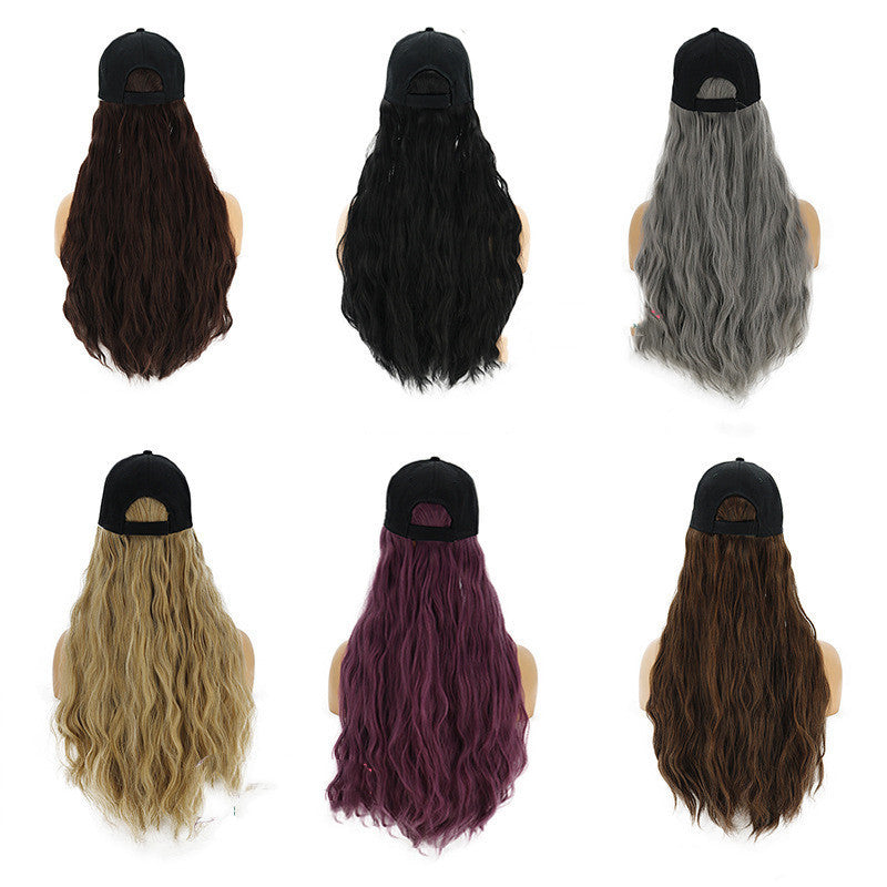 Wig Ladies Wig  Integrated Hat Corn Perm